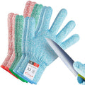 Cutting Gloves, 3 Pairs of Cut Resistant Gloves Food Grade, Cut Resistant Gloves for Kitchen, Oyster Shucking, Fish Fillet Processing, Carving Wood and Gardening(Large-Macaron)