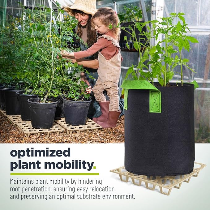 Plant Riser – Modular Pot Spacer for Grow Bags, Planters & Containers – UV-Resistant Drainage Tray for Airflow, Root Health & Cleaner Surfaces (Standard White, 5 Pack)