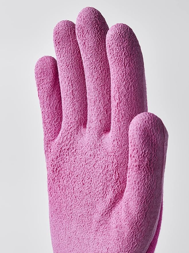 Garden Latex Protective Gardening Gloves | Close-Fitting Sustainable Yarn Gloves for Planting, Weeding and Gardening - Fuchsia - 7