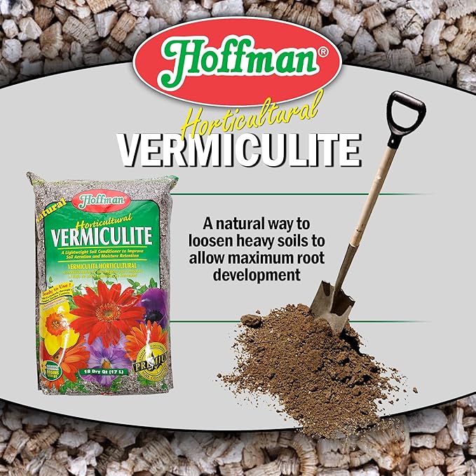 Hoffman Horticultural Vermiculite Lightweight Garden Soil Conditioner for Aeration and Moisture Retention, 18qt, 5 Pack