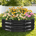 12 Inch Tall Heavy-Duty Round Steel Rised Garden Bed – Wave-Shaped Design Galvanized Metal Planter Box for Vegetables Flowers Succulent at Patio/Garden Outdoor (Black, 36" Diameter)