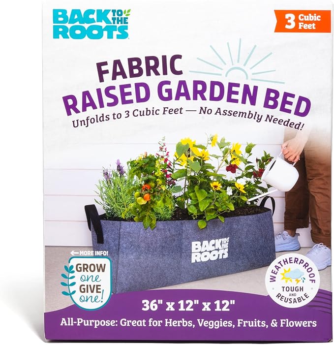 Back to the Roots Breathable Raised Bed (Provides More Oxygen to Roots), 3 Cu. Ft., No Assembly Needed, Reusable & Weatherproof | (Pack of 6)