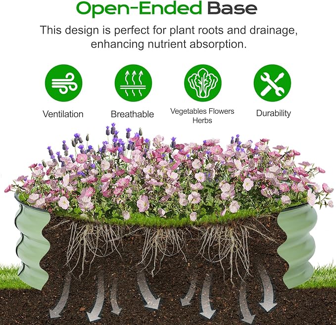Aoodor 9" Tall 30" Metal Raised Garden Bed, Outdoor Planter Box and Raised Garden Kit for Vegetables, Flowers, Arugula and Herbs, Olive Green