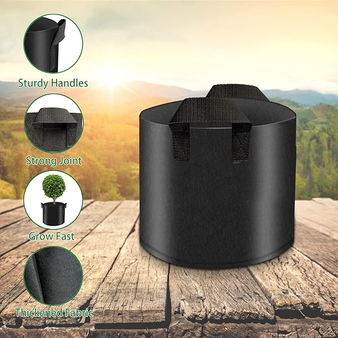 10 Pack Grow Bags 10 Gallon Heavy Duty Thickened Non-Woven Grow Bag with Handles Plant Grow Bags Planting Bags Plant Bags