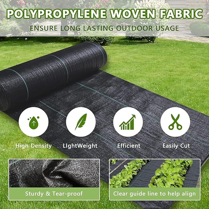 3ftx300ft Weed Barrier Landscape Fabric Heavy Duty, Weed Block Gardening Ground Cover Mat, Weed Control Garden Cloth, Woven Geotextile Fabric for Underlayment, Commercial Driveway Fabric