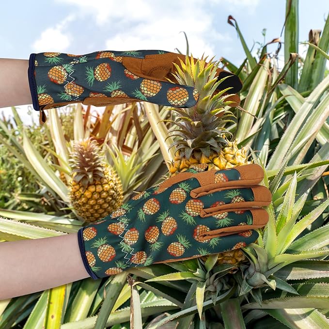 Leather Gardening Gloves for Women Thorn Proof Garden Gloves Touch Screen Working Gloves Gifts,M
