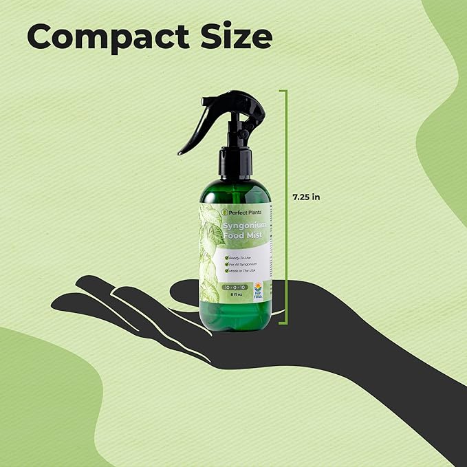 Syngonium Food Mist by Perfect Plants | Liquid Spray Foliar for Arrowhead Plants and Other Indoor Houseplants | Balanced Nutrient Blend Fortified with Boron (8 fl oz)