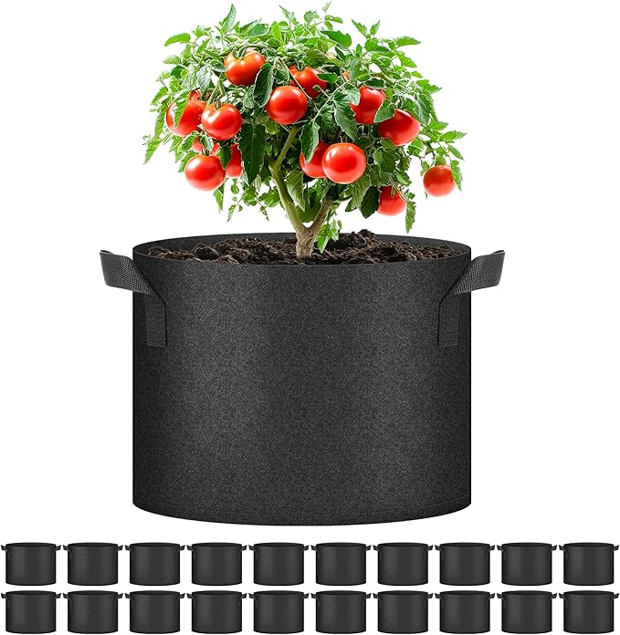 HealSmart Plant Grow Bags 10 Gallon 20-Pack, Tomoato Planter Pots with Handles, Aeration Nonwoven Fabric, Heavy Duty Gardening Planter for Vegetable, Herbs and Flowers, Black New