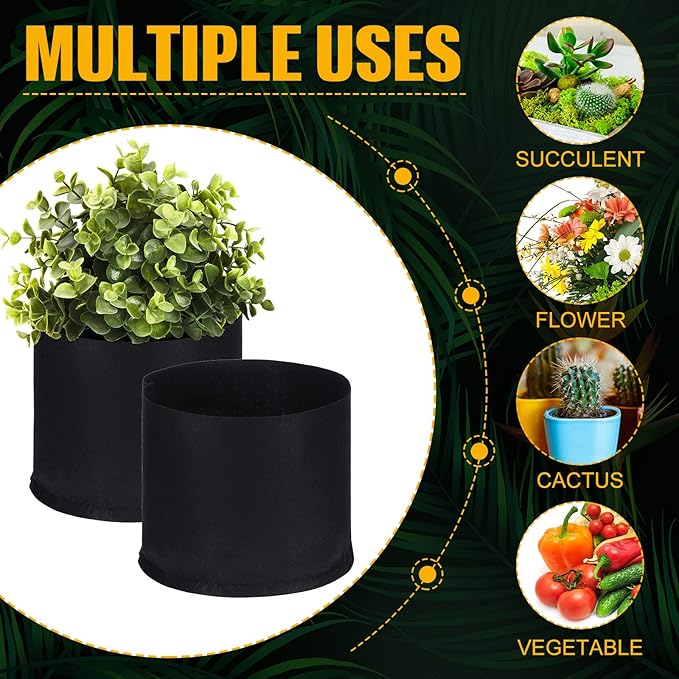 Zubebe 60 Pack Plant Grow Bags Bulk Garden Bags Aeration Grow Pots Heavy Duty Thickened Nonwoven Fabric Plant Pots Black Planting Container for Potato Tomato Vegetable Flower Fruits (5 Gallon)