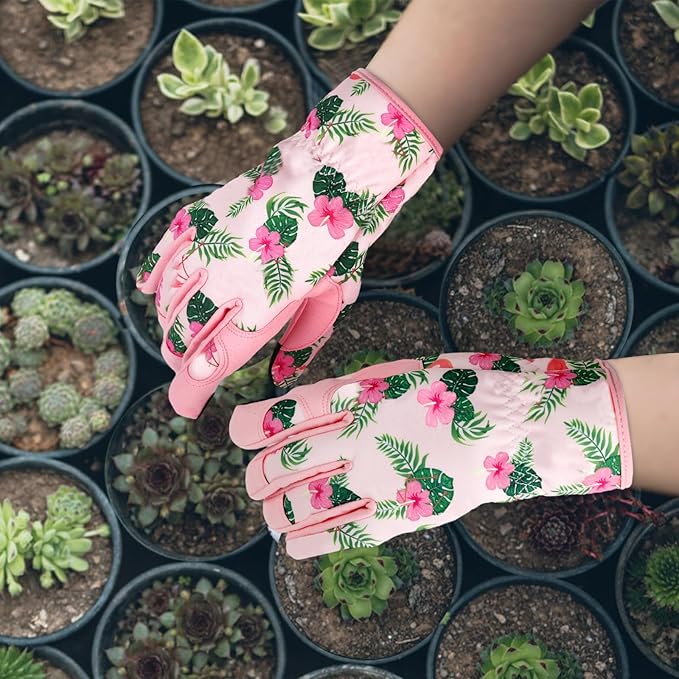 Leather Gardening Gloves for Women Thorn Proof Garden Gloves Touch Screen Working Gloves Gifts,M