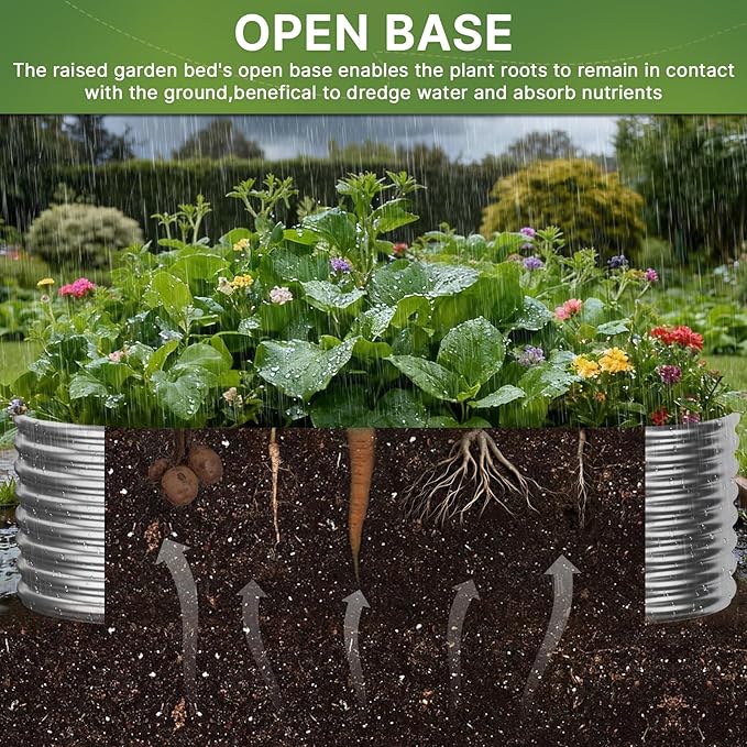 2 PCS Tall 8x3x1.5ft Galvanized Raised Garden Bed Outdoor, Metal Garden Bed for Vegetables, Above Ground Garden Box for Flower, Steel Raised Beds for Gardening