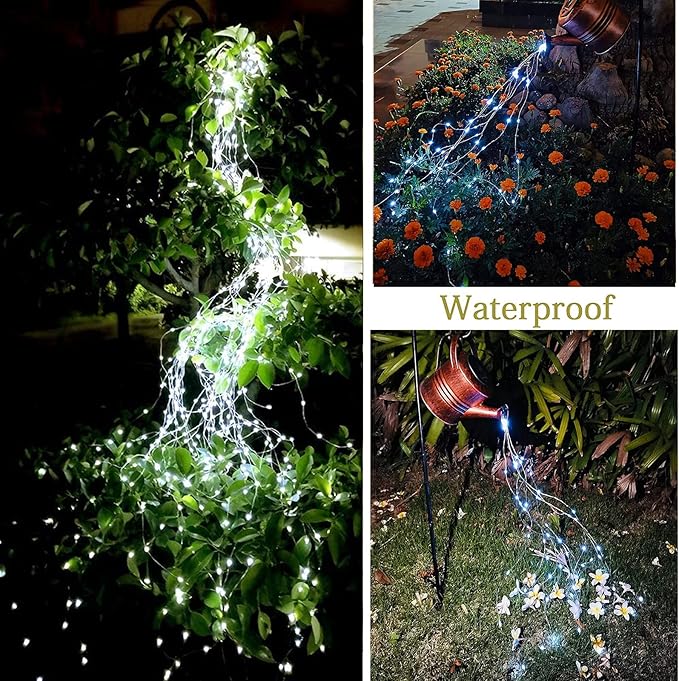 ANGMLN Solar Garden Lights Outdoor, Solar Watering Can Lights Garden Decor Gifts for Grandma Mom, Waterproof Hanging Lantern with String Lights Yard Decoration (Cool White-No Can)