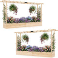 S AFSTAR Raised Garden Bed with Trellis, 2 Pieces Fir Wood Planter Box with Flat Roof & Drainage Holes, Vertical Planter Raised Bed for Climbing Plants, Flowers & Vegetables, 87" x 14" x 45" (Natural)