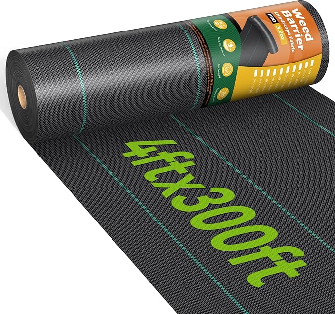 4ftx300ft Weed Barrier Fabric Landscape Fabric 3.2oz Heavy Duty, Woven Weed Control Cloth, Landscaping Fabric for Underlayment, Gardening Ground, Commercial Driveway Weed Block Cover Mat