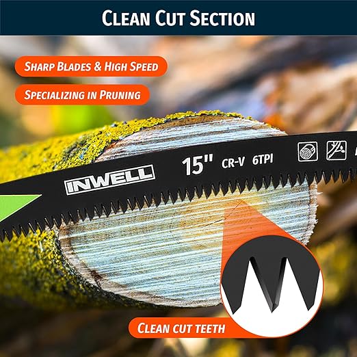 15 Inch Japanese Teeth Reciprocating Saw Blades, Ultra-Fast Arc Edge Blades for Wood Pruning and Tree Cutting, 6TPI Reciprocating Saws Compatible with Most Tools
