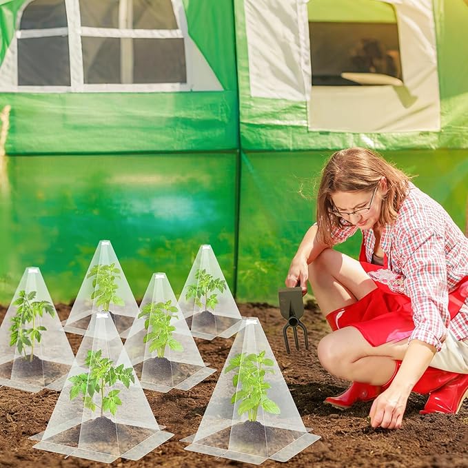 30 Packs 12"x 8" Garden Cloches for Plants,Plant Protectors from Animals,Plant Cages for Outdoor Plants,Plant Covers from Animals,Chicken Wire Cloche with Stakes for Protect Plants,Seedling,Vegetables