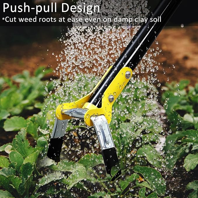 DonSail Gardening Tools Stirrup Hoe, Heavy Duty Steel Scuffle Action Hoe, Adjustable Garden Hoes for Weeding Long Handle 30-40 Inch