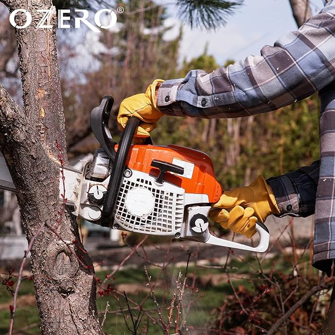 OZERO Gardening Work Gloves Men,1 Pair Insulated Heavy Duty Cut Resistant Thorn Proof Leather Cowhide Mens Women Mechanic Garden Gloves for Driving Welding-XLarge