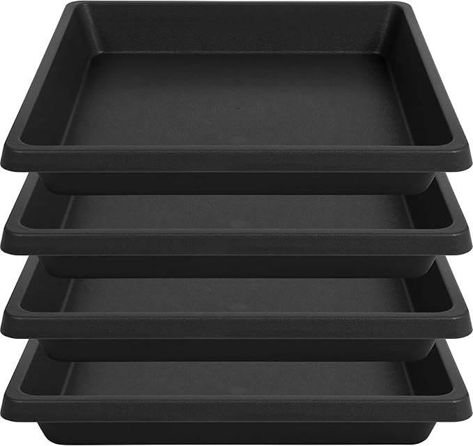 Square Plant Saucer 10 Inch 4 Pack 6 8 12 14 16 18 20 inch, Plant Drip Trays and Flower Pot Saucers, Plant Trays for Indoors No Holes, Plant Drainage Tray Saucers for Potted Plants