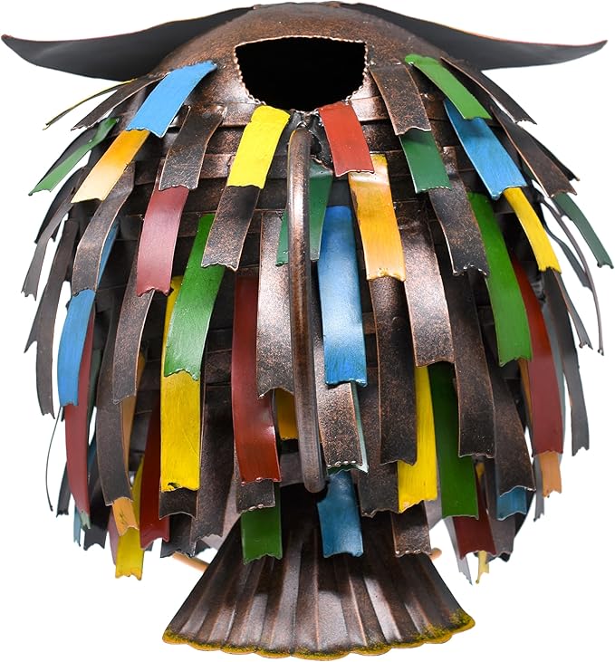 Gift Essentials GEBLUEG435 Spikey Owl Watering Can, Metal Owl Garden Decor