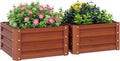 Outsunny 2 Piece Galvanized Raised Garden Bed, 2' x 2' x 1' Metal Planter Box, for Growing Vegetables, Flowers, Herbs, Succulents, Brown