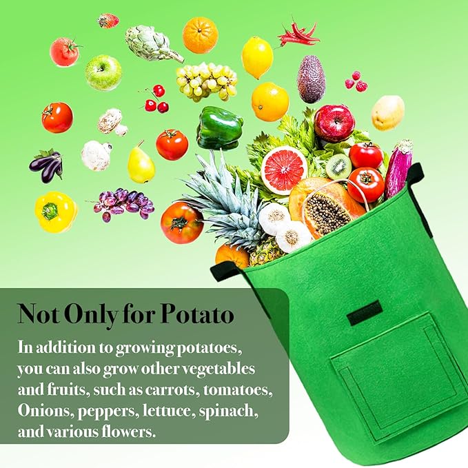 5Packs 10Gal Colorful Potato Grow Bags, Heavy Duty Potato Bags for Growing Potatoes, Potato Planter, Non-Woven Fabric, Muticolor