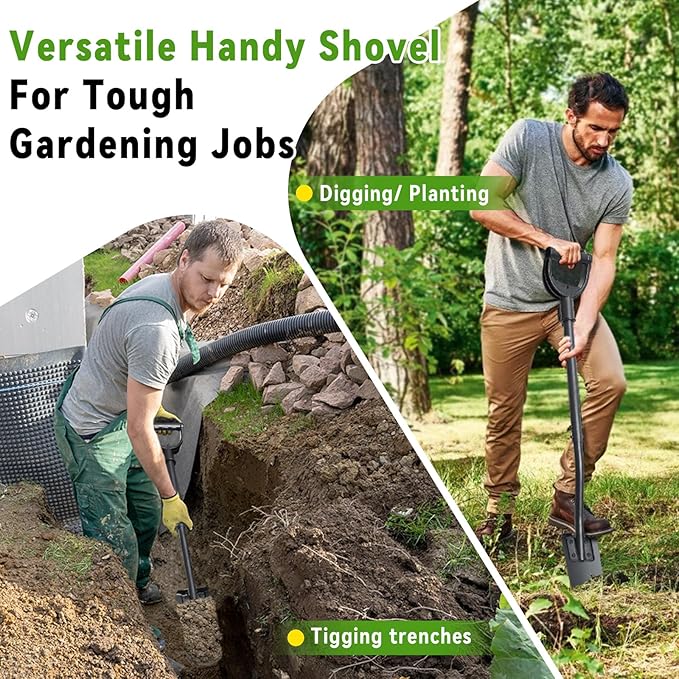 Spade Shovel,15 inch Long Narrow Spade, Heavy Duty Garden Trench Shovel for Digging,Trenching, Planting,Scraping, Edging with Cutting Blade, D Handle, Foot Rest Pedal, 45 Inches Drain Spade