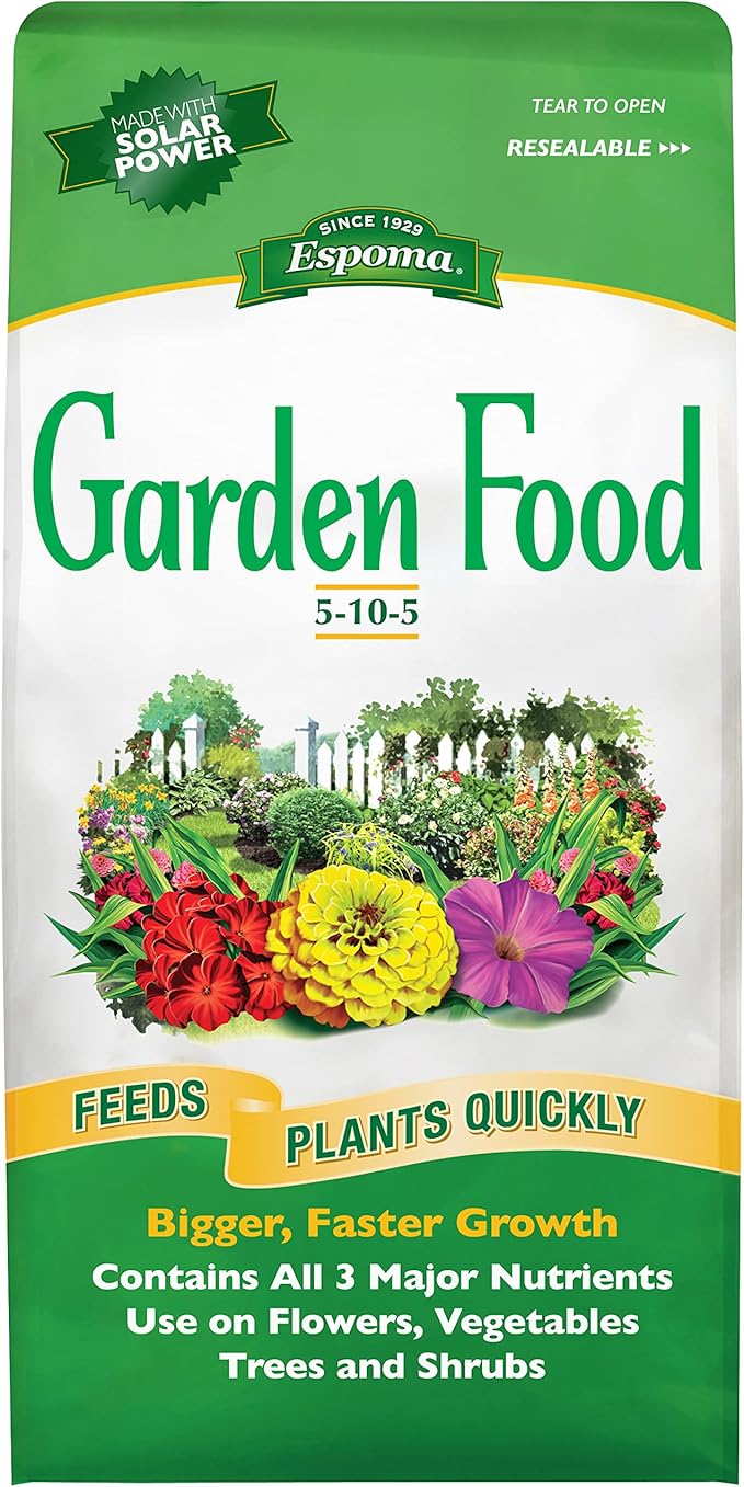 Espoma 5-10-5 Garden Food, 6.75-Pound Bag; Promotes Growth in All Flowering Plants, Trees, Shrubs, and Vegetables. Granular for Easy Application. Pack of One.