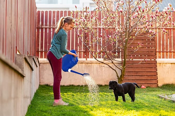 1.5 Gallon Watering Can for Outdoor & Indoor Plants, Large Garden Watering Pot with Lightweight and 5.5L Capacity, Plastic Watering Can with Long Spout and Metal Removable Sprinkler Head, Blue