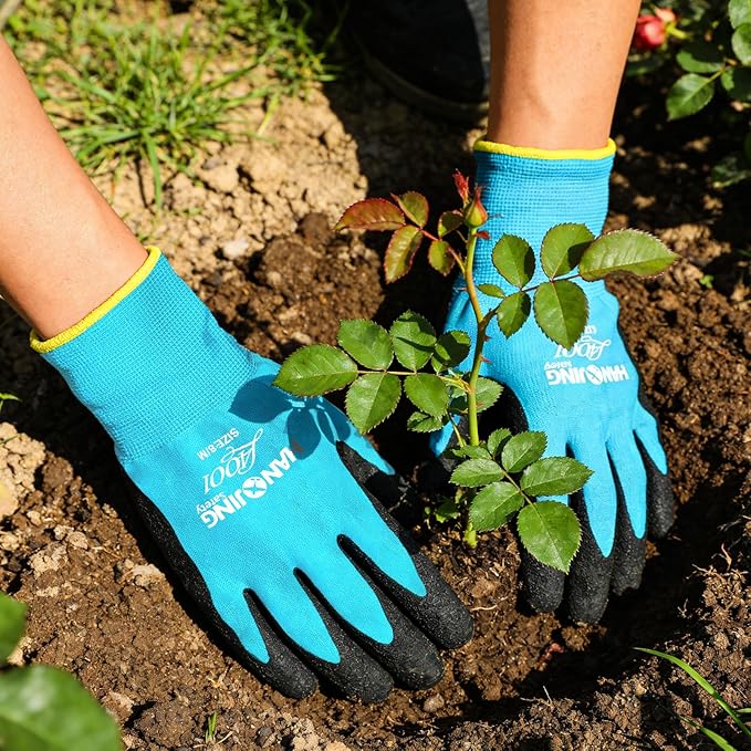 Breathable Garden Gloves 2 Pairs, Stretchy Anti-Slip Work Gloves for Women & Men, Lightweight & Flexible for Weeding, Planting, Household Chores and DIY (Blue, M)