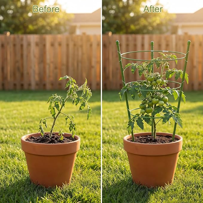 4 Pack Garden Tomato Cage for Pots, 18" Metal Tomatoes Cages Plant Support with Stable Support Rings (18")