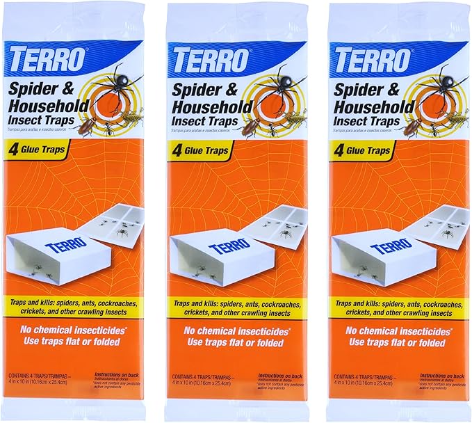 TERRO T3206SR Non-Toxic Indoor Spider, Ant, Cockroach, Centipede, & Insect Traps - Includes 12 Bug Traps Indoor for Homes