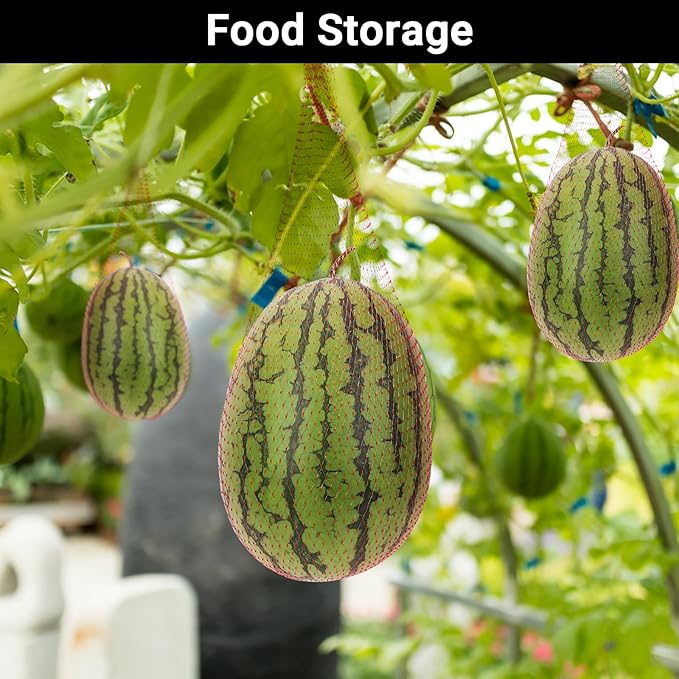 Onions Fresh Bag, 100 Pack Large Melon Hammock for Trellis Mesh Vegetable Bags Reusable Produce Bags Watermelon Nets Melon Cradle for Garden, Honeydew Melon, Cantaloupe, 23.6 inch