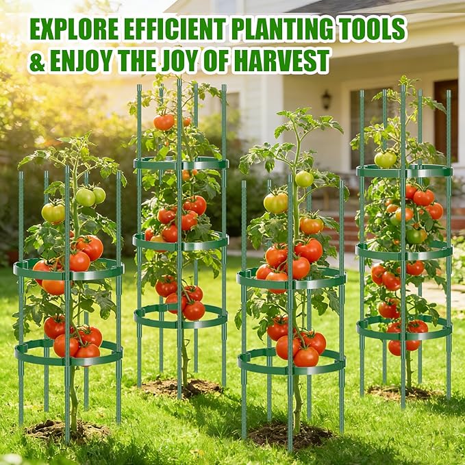 Garden Trellis, Extra Large 2 Pack Tomato Cage for Garden, Up to 64.5'' Heavy-Duty Plant Support Tomato Trellis, Adjustable Height, Climbing Vines Flowers Stands Cucumber Trellis Bold Plant Cage