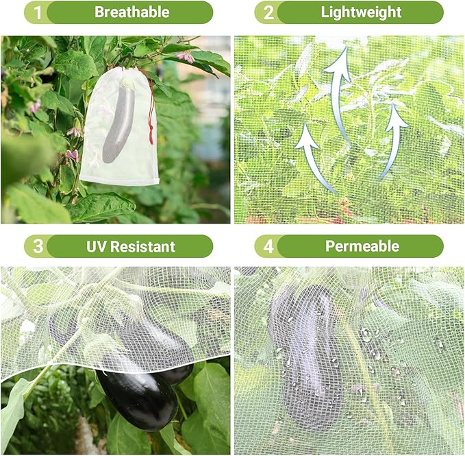 Nylon Fruit Bags with Drawstring, 25pcs 8x12 in Fruit Net Bag Against Insects and Birds, Reusable for Protecting Your Plant Flower Vegetable