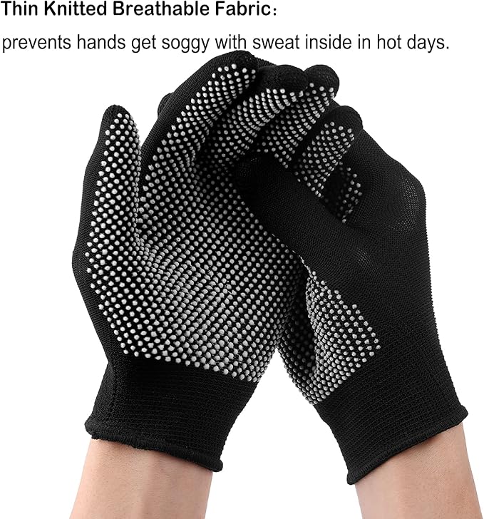 12Pairs Work Gloves Anti-slip Knitted Stretchy Cloth Glove Thin Moist Glove Liners