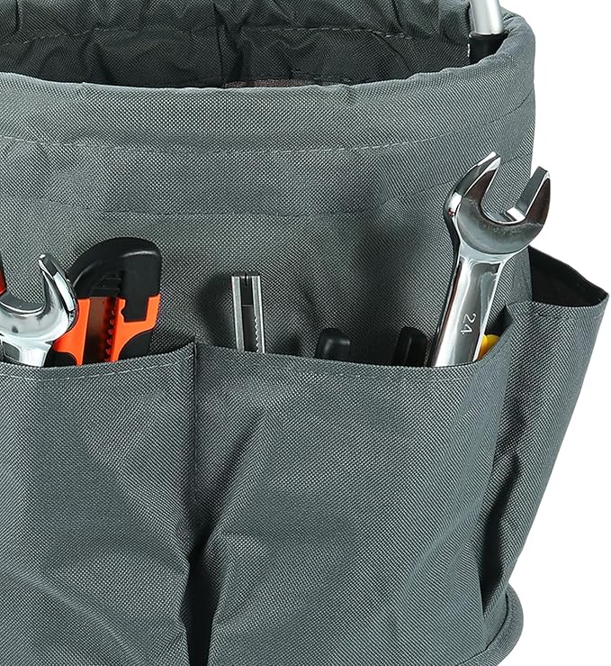 HARFINGTON Garden Tool Bag 17L Large Oxford Waterproof with Pockets Garden Tote Bag Gardening Plant Tool Organizer Storage Carrier Store for Outdoor Women Men, Grey