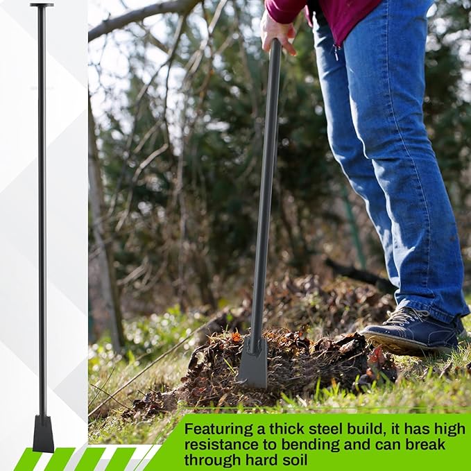 69 Inch Tamping and Digging Bar Steel Bars Post Hole Digger Tamping Bar (Shovel Shape, Black)