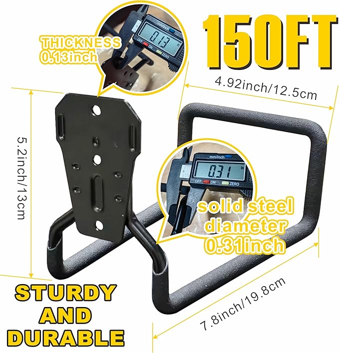 Heavy-duty rust-proof hose hooks for storing water pipes, hoses, cables, trimmers, ladders, buckets, tools | Wall-mounted high load-bearing capacity, non-slip hanger for homes, yards, and farms