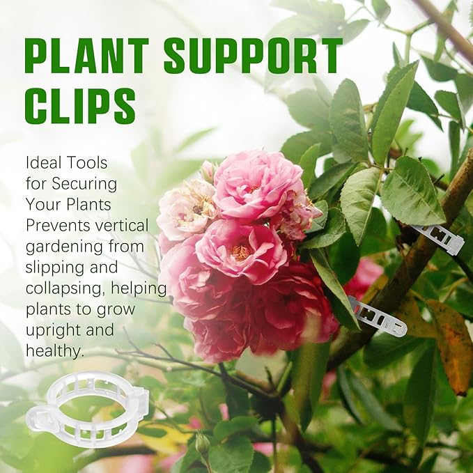 100 Pcs Plastic Plant Clip, Plant Support Clips for Support Tomato Grape Vine Vegetables, Reusable Trellis for Climbing Plants Outdoor, Plant Wall Clips to Grow Upright Makes Plants Healthier