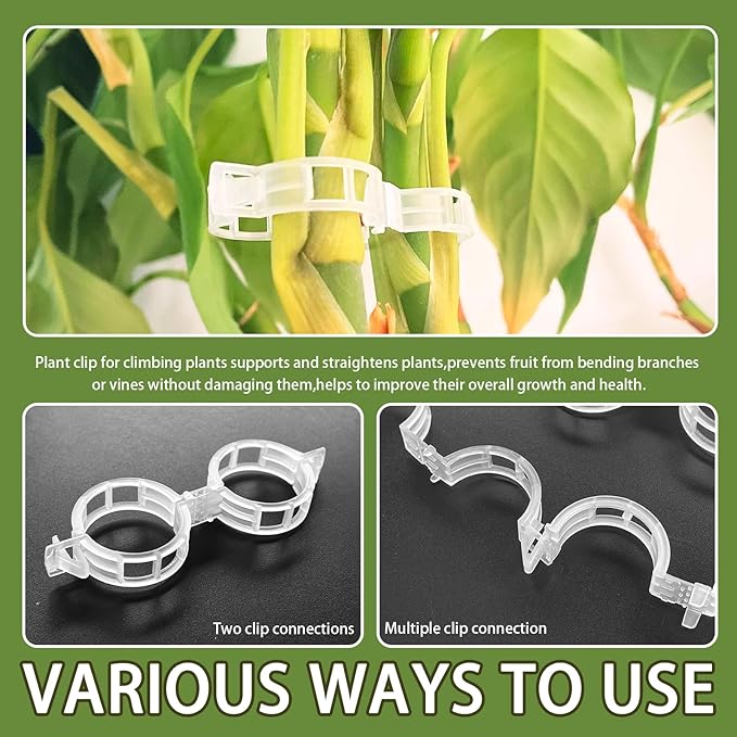 400Pcs Plant Support Clips,Plastic Tomato Support Clip,Garden Vine Clips for Climbing Plants,Stalk,Yrellis,Outdoor,Indoor,Greenhouse(White)