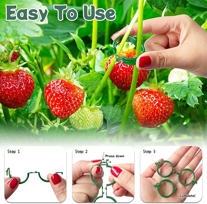 OJYUDD 200 Pcs Plant Support Clips,Plastic Plant Clips for Climbing Plants,Garden Vine Clips for Tomato,Grape,Cucumber,Vegetables (Green)