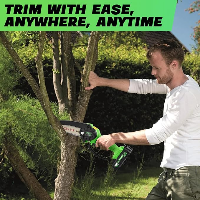 Saker Mini Chainsaw|6 Inch Chainsaw[2025 Upgraded]|Mini Cordless Electric Chain Saw|Small Handheld Portable Chainsaw Battery Powered Chain Saw for Tree Trimmer and Garden,Valentine's Day Gifts for Men