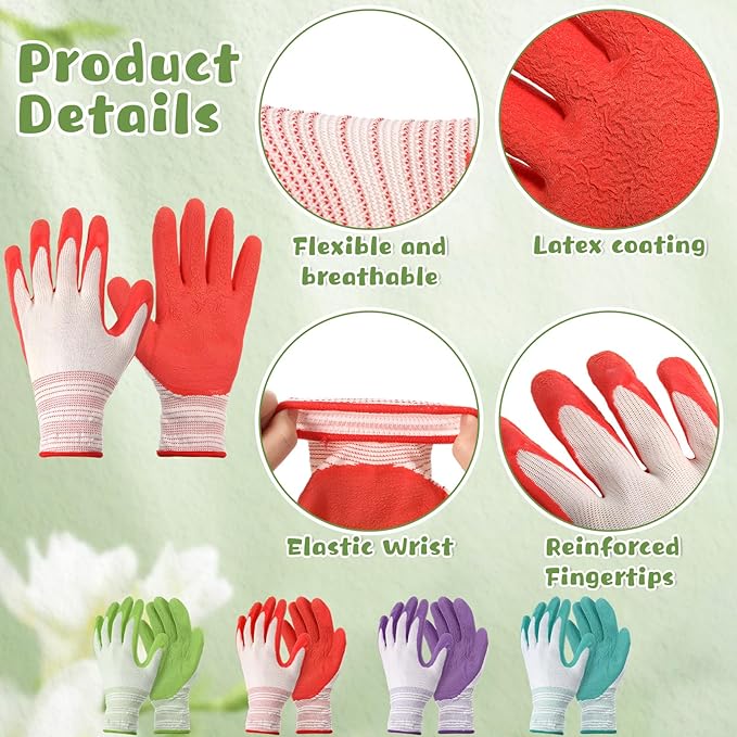 24 Pairs Gardening Gloves Bulk for Women Breathable Rubber Coated Yard Garden Gloves Ladies Outdoor Protective Work with Grip