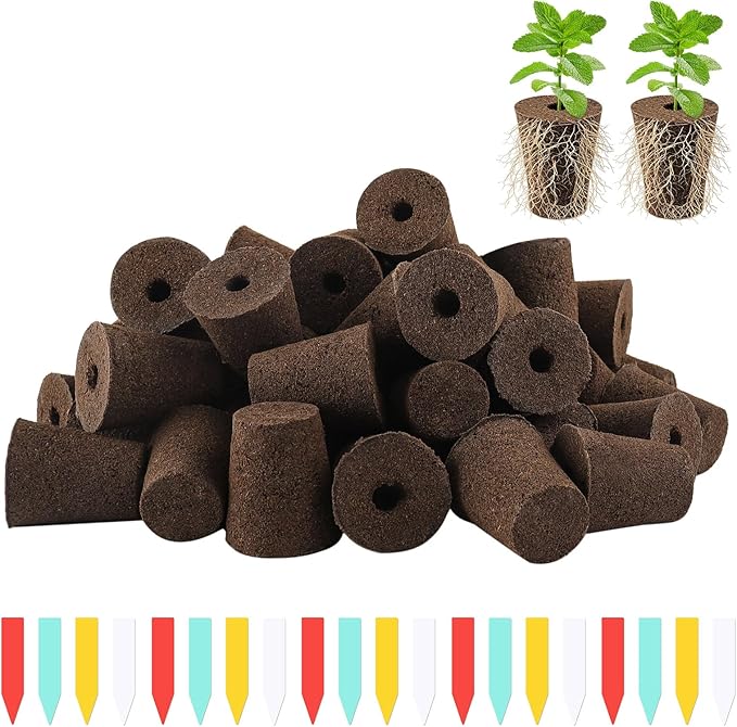 YBB 50 Pcs Hydroponic Growth Sponges, Seed Starter Pods Rapid Rooter Plugs Replacement Compatible with Aerogarden iDOO Hydroponic Garden System with 60 Labels
