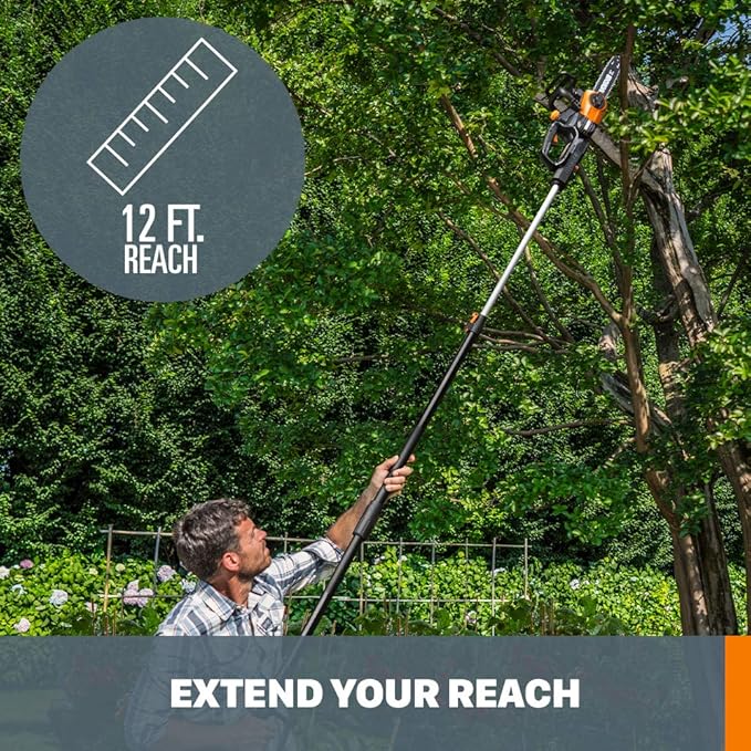Worx WG323 20V Power Share 10" Cordless Pole/Chain Saw with Auto-Tension (Battery & Charger Included)