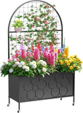 Metal Planter Box with Trellis 64'' Tall Outdoor Raised Garden Bed with Trellis for Climbing Plants Vine Privacy Planter for Yard Garden