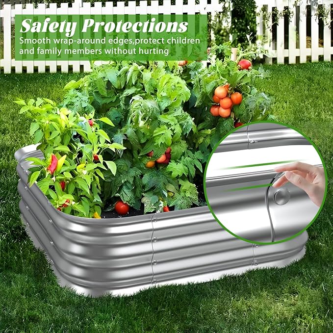 Galvanized Raised Garden Bed for Gardening, 36x36x11in Metal Planter Box for Vegetables,Herbs,Flowers,Outdoor Modular Above Ground Container,Tool-Free Assembly