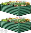 YITAHOME 6x3x1.5 2pcs Large Raised Garden Bed Kit, Galvanized Metal Planter Box with Gloves, Support Rod, Outdoor Above Ground Planters for Plants Vegetables Flowers, Green