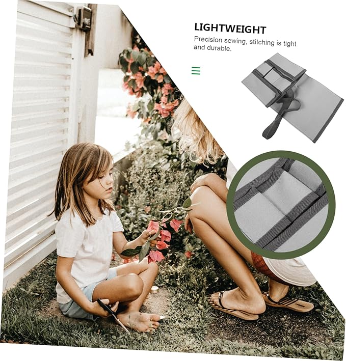 1pc Canvas Gardening Tool Storage Bag Rolling Tool Organizer for Home and Holder for Shovels Scissors and More Gray